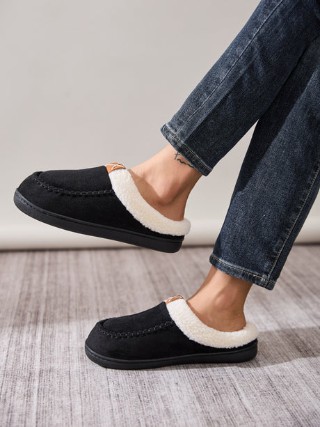 Contrast Round Toe Flat Slippers | Hanalas