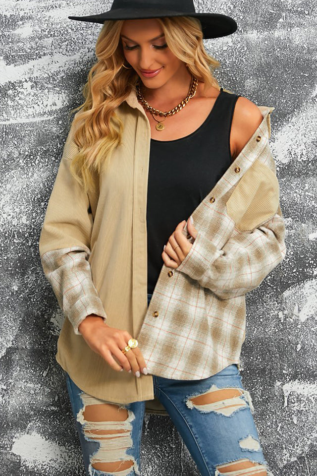 Plaid Button Up Drop Shoulder Shacket | Hanalas