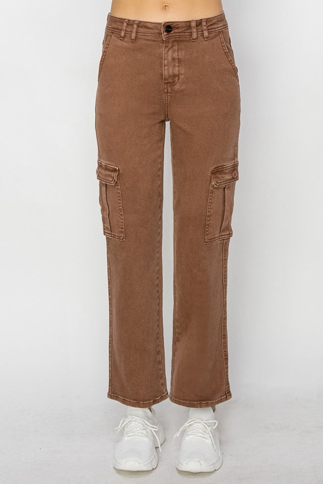 Risen Full Size High Rise Cargo Jeans Trendsi Hanalas