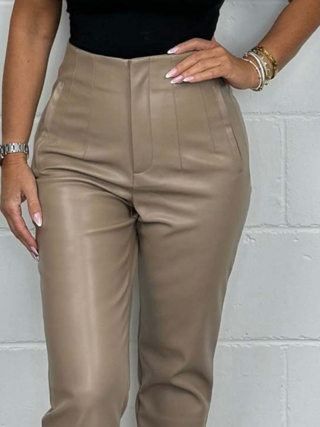 Full Size High Waist Straight Pants Plus Size | Hanalas