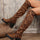 Leopard Round Toe Block Heel Boots | Hanalas