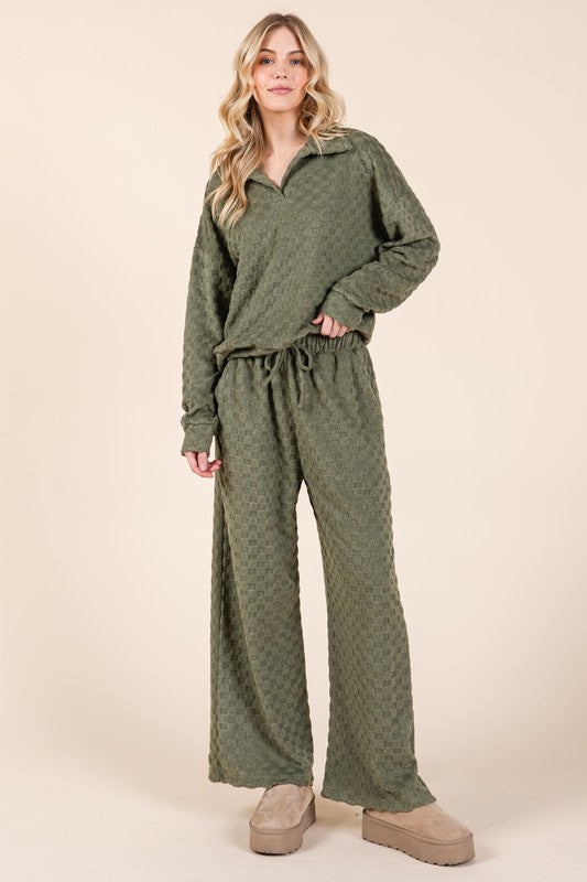 BOMBOM Tied Checkered Wide Leg Pants | Hanalas