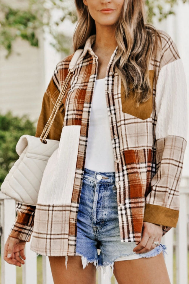 Plaid Button Up Long Sleeve Shacket | Hanalas