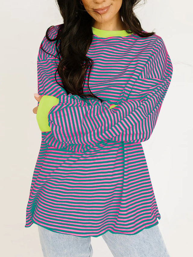 Contrast Striped Long Sleeve Sweatshirt | Hanalas