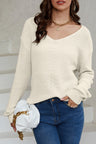 V-Neck Drop Shoulder Sweater | Hanalas