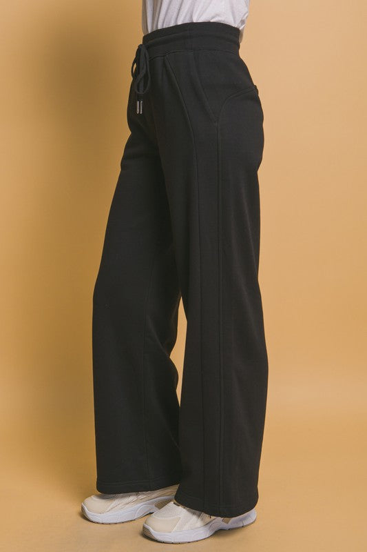 Love Tree Drawstring Wide Leg Sweatpants with Pockets | Hanalas