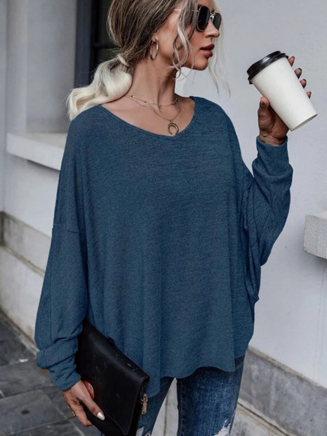 Full Size Double Tie Drop Shoulder Long Sleeve T-Shirt | Hanalas