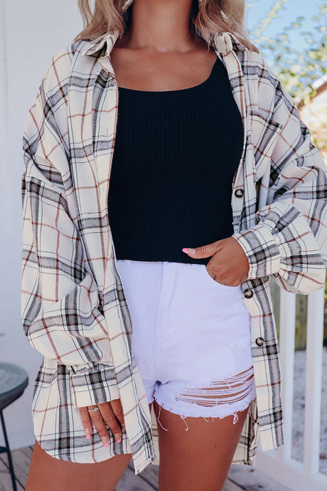 Plaid Button Up Long Sleeve Shacket | Hanalas