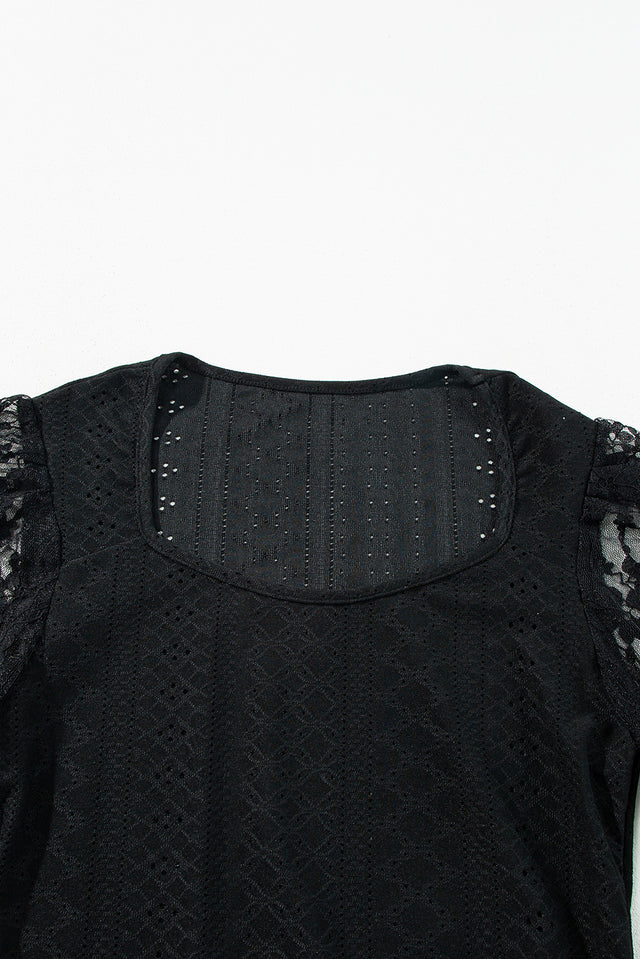 Eyelet Lace Long Sleeve Bodysuit | Hanalas