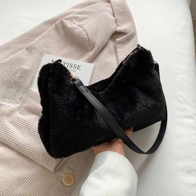 Faux Fur Removable Strap Shoulder Bag Trendsi Hanalas