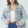 RISEN Full Size Distressed Drawstring Hooded Denim Jacket Trendsi Hanalas