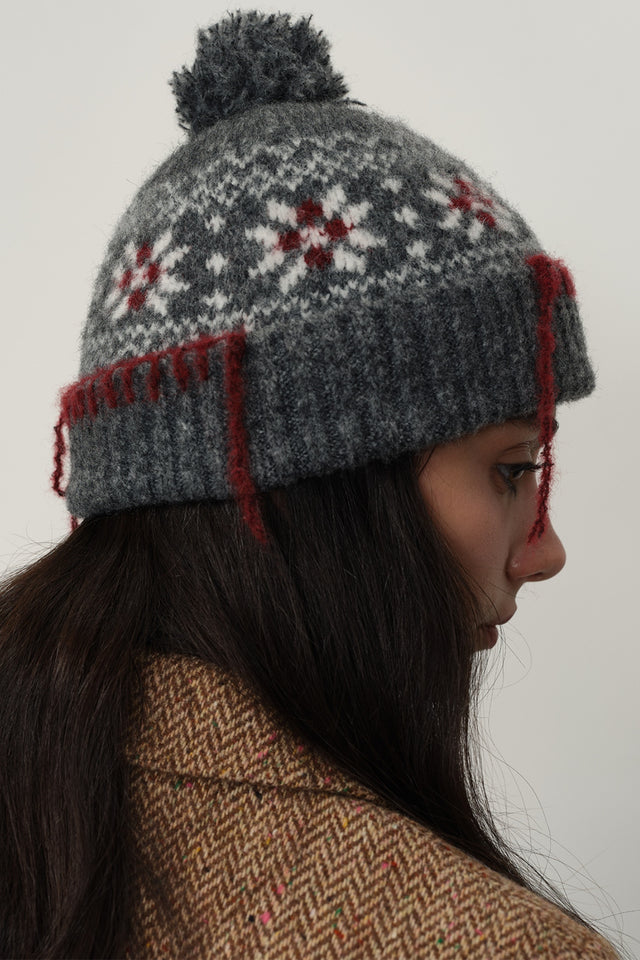 Seam Trim Geometric Knit Hat | Hanalas