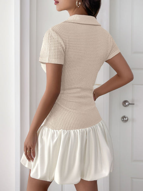 Perfee Johnny Collar Short Sleeve Mini Dress | Hanalas