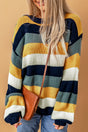 Color Block Round Neck Dropped Shoulder Sweater | Hanalas