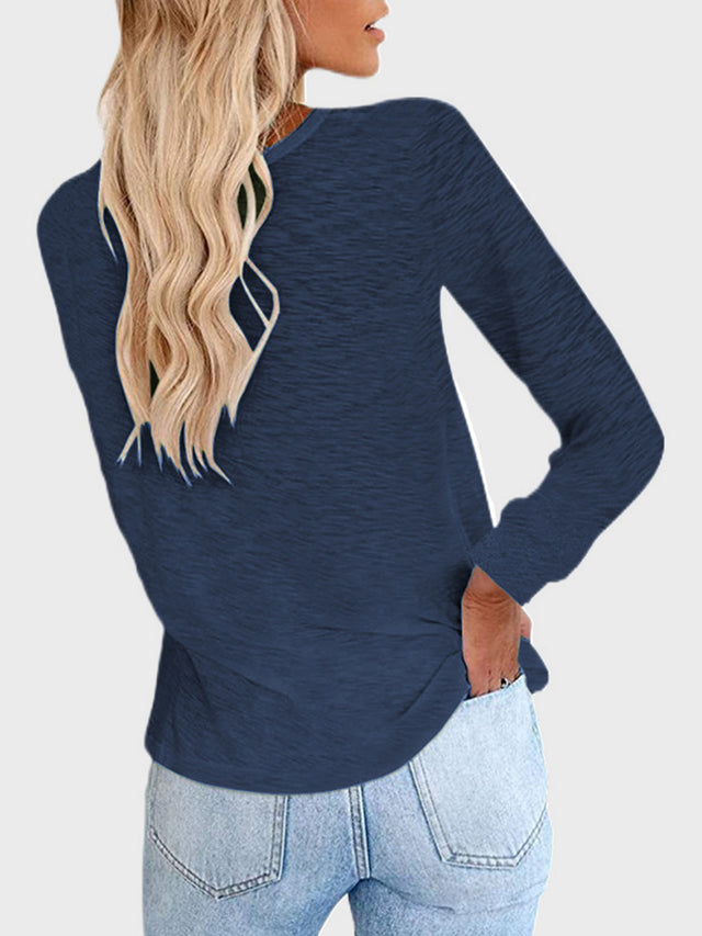 Full Size Round Neck Long Sleeve T-Shirt | Hanalas