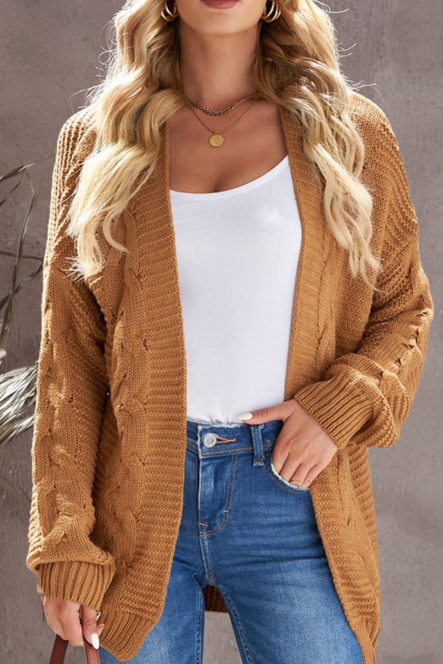 Cable-Knit Open Front Cardigan | Hanalas