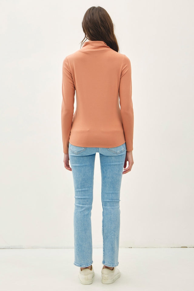 Be Cool Mock Neck Long Sleeve T-Shirt Trendsi Hanalas