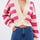 Striped Button Down Drop Shoulder Cardigan | Hanalas