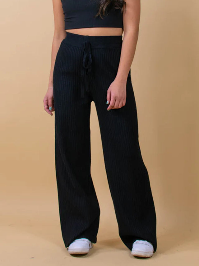 Ribbed Wide Leg Sweater Pants | Hanalas