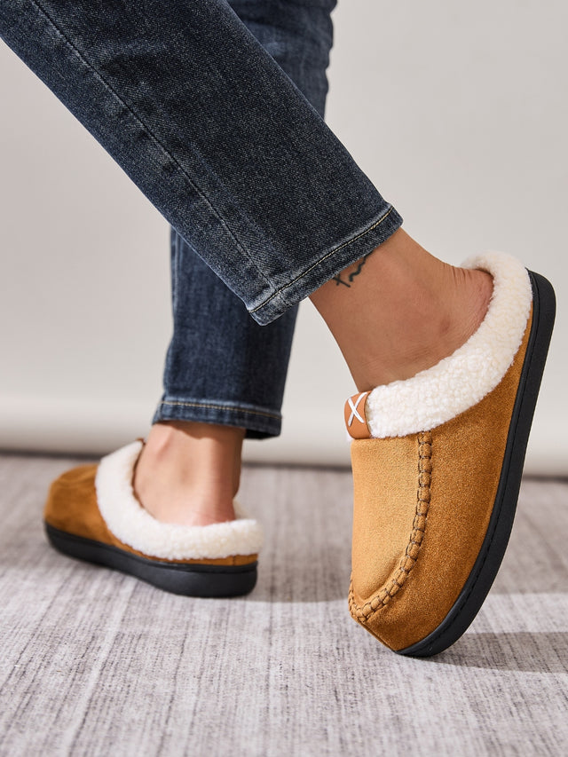 Contrast Round Toe Flat Slippers | Hanalas