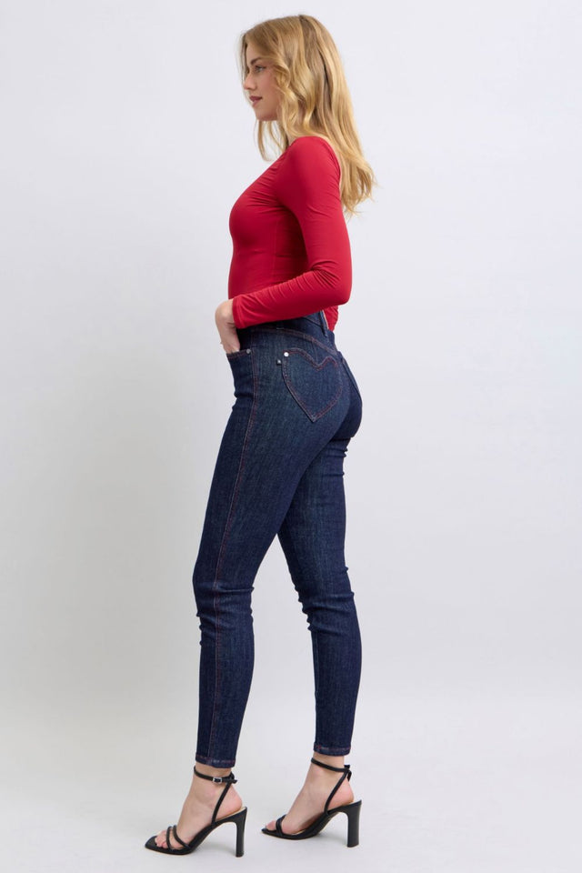 Judy Blue Full Size Heart Shaped Back Pockets Skinny Jeans Trendsi Hanalas