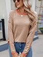 Striped Contrast Round Neck Long Sleeve Sweater | Hanalas