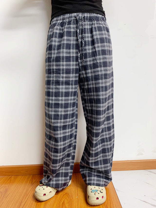 Plaid Drawstring Wide Leg Pants | Hanalas