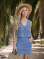 Openwork V-Neck Top and Skirt Knit Cover Up Set | Hanalas