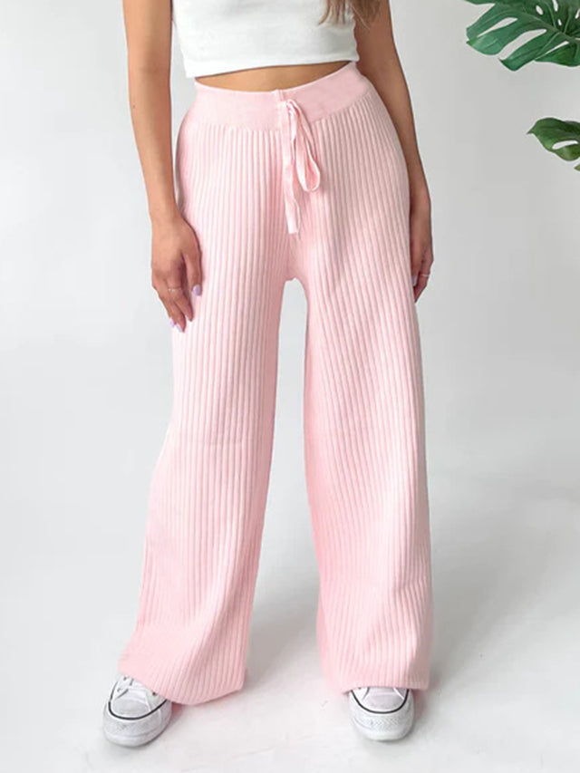 Ribbed Wide Leg Sweater Pants | Hanalas