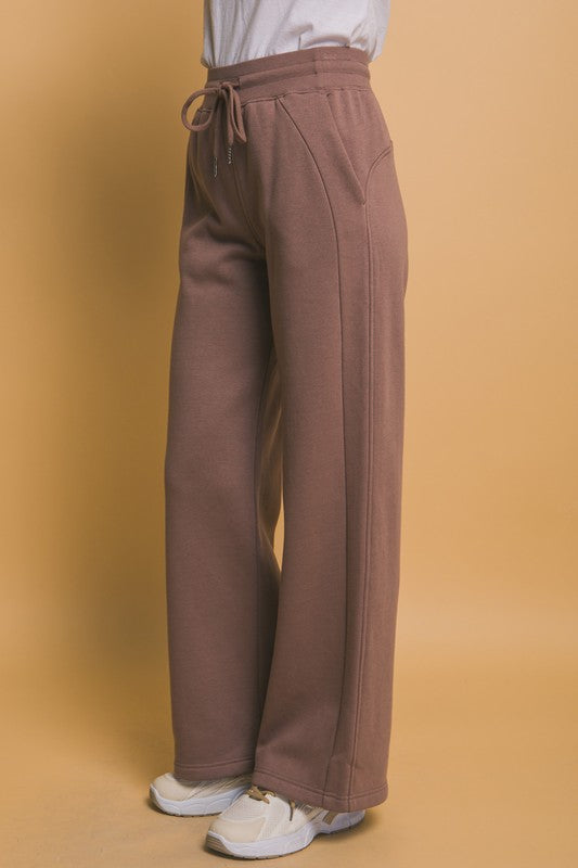 Love Tree Drawstring Wide Leg Sweatpants with Pockets | Hanalas