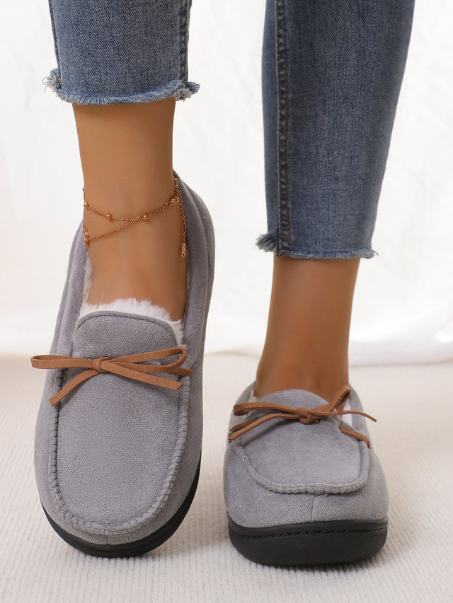 Bow Round Toe Flat Slip-Ons | Hanalas