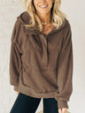 Half Zip Kangaroo Pocket Long Sleeve Hoodie | Hanalas