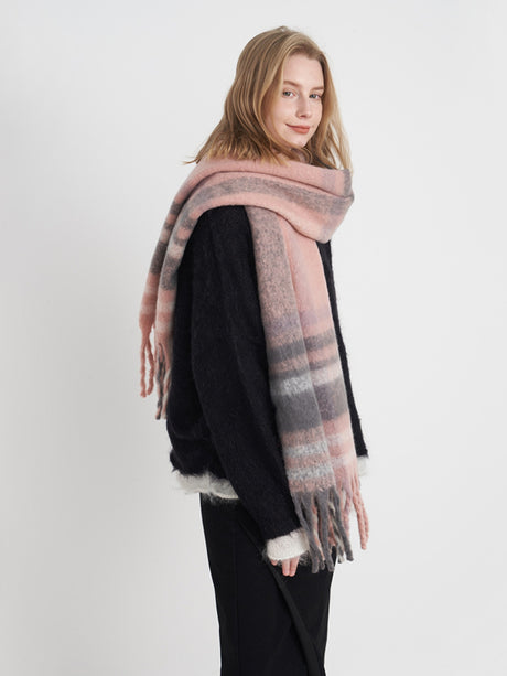 Fringe Plaid Polyester Scarf | Hanalas