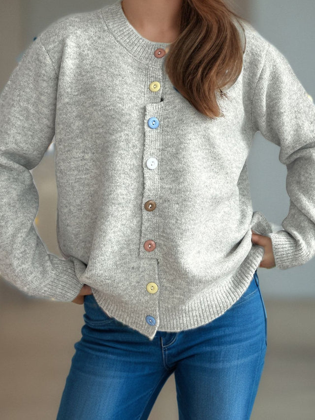 Button Down Long Sleeve Cardigan Trendsi Hanalas