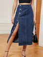 Button Down Midi Denim Skirt Trendsi Hanalas