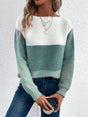 Color Block Drop Shoulder Long Sleeve Sweater | Hanalas