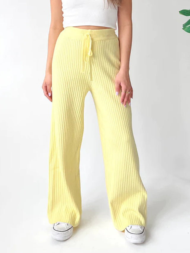 Ribbed Wide Leg Sweater Pants | Hanalas