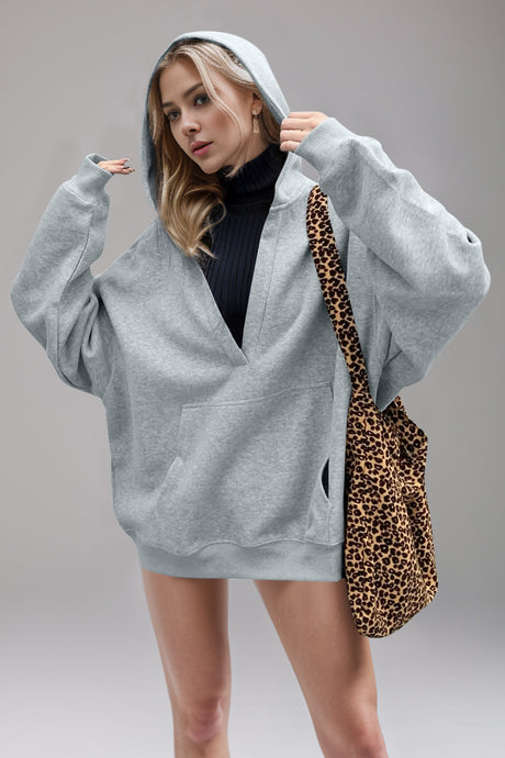 Basic Bae Air Scuba Kangaroo Pocket Long Sleeve Hoodie | Hanalas