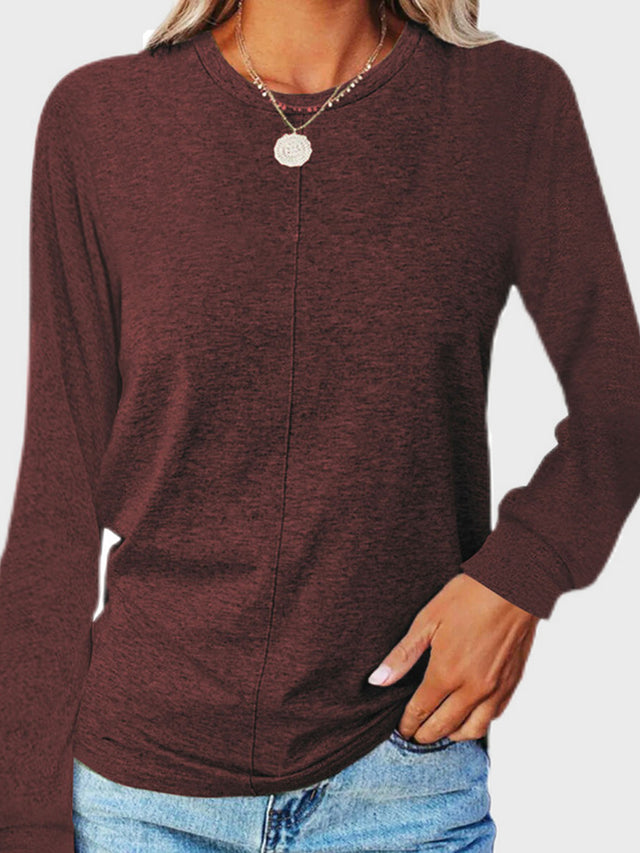 Full Size Round Neck Long Sleeve T-Shirt | Hanalas