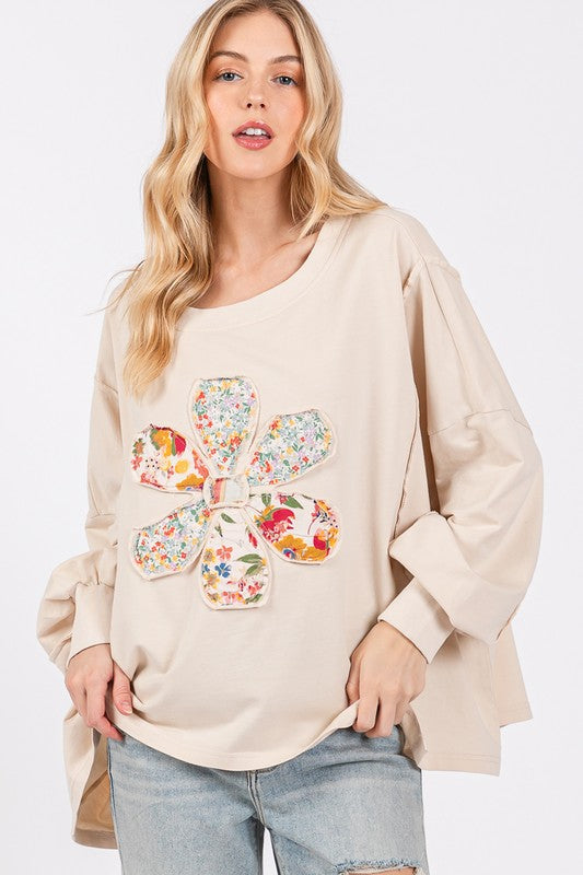 SAGE + FIG Flower Patch Dropped Shoulder Oversize Top | Hanalas