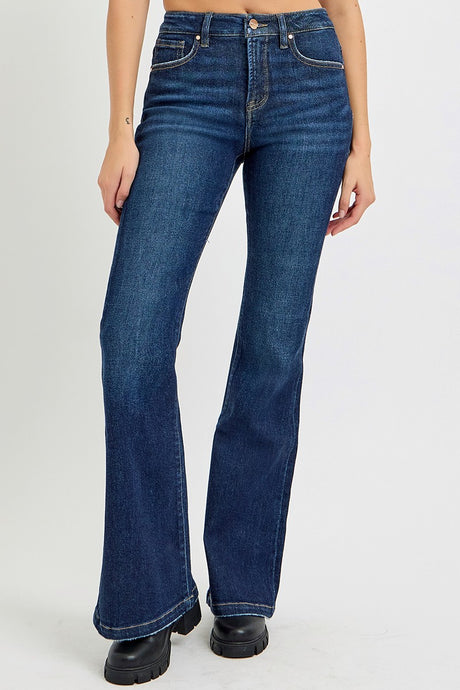 RISEN Full Size High Rise Flare Jeans with Pockets Trendsi Hanalas