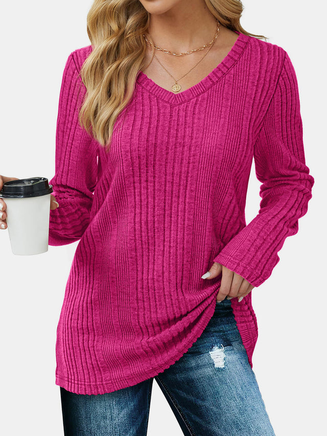 V-Neck Long Sleeve T-Shirt | Hanalas