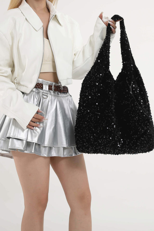 Sequin Polyester Handbag | Hanalas