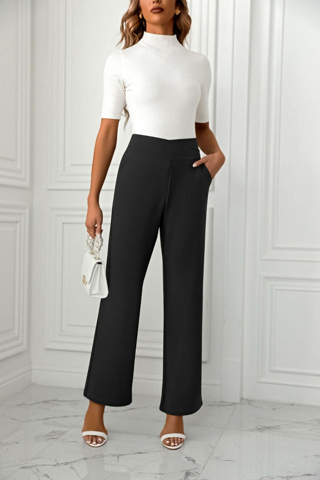 High Waist Straight Leg Pants | Hanalas