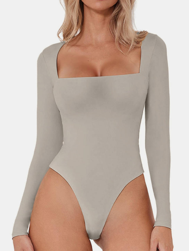 Square Neck Long Sleeve Bodysuit | Hanalas