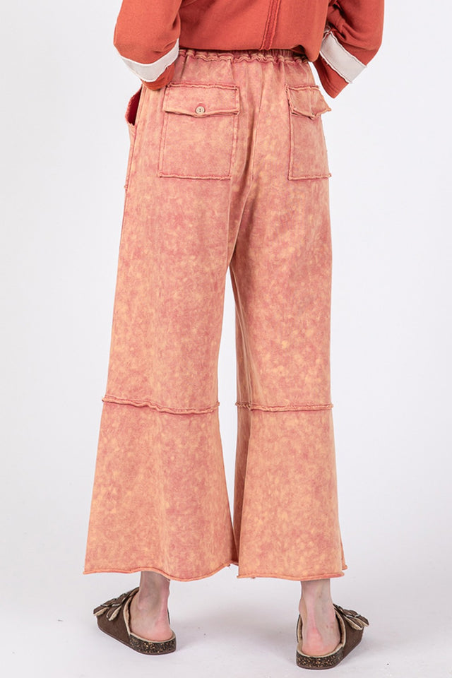 SAGE + FIG Mineral Washed Terry Wide Leg Pants | Hanalas