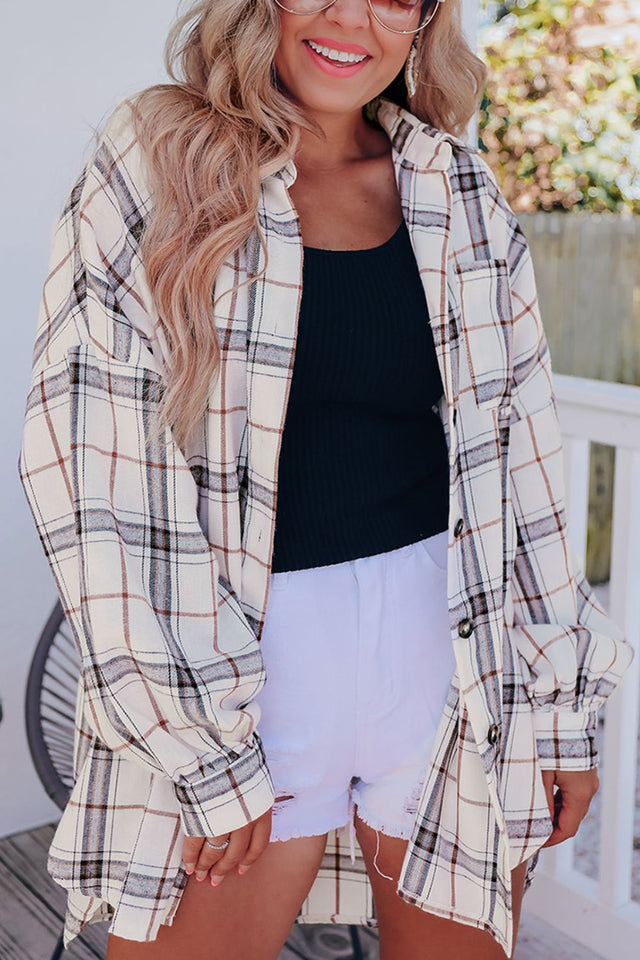 Plaid Button Up Long Sleeve Shacket | Hanalas