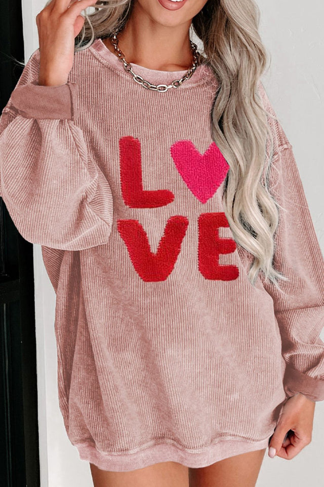 Valentine’s Day LOVE Round Neck Long Sleeve Sweatshirt | Hanalas