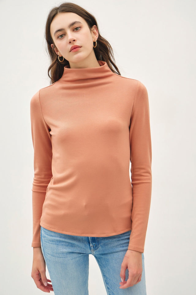 Be Cool Mock Neck Long Sleeve T-Shirt Trendsi Hanalas