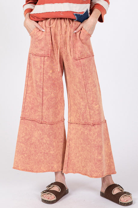 SAGE + FIG Mineral Washed Terry Wide Leg Pants | Hanalas